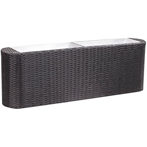 vidaXL Hochbeet Pflanzkübel Blumentopf Blumenkübel Pflanzkasten Pflanzenkübel Pflanzgefäß Blumenkasten 120x24x40cm Poly Rattan Schwarz Cover