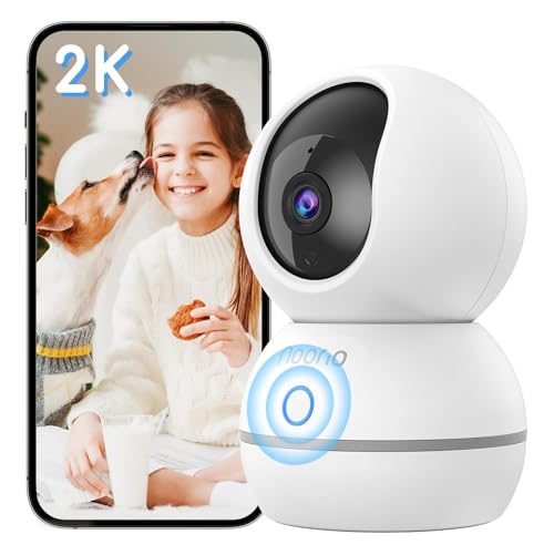 Noorio Telecamera Interno Pan-Tilt 2K 4MP, Telecamera per Cani/Animali, Comunicazione Bidirezionale & Chiamata con 1 Click, WiFi 2.4G, per Casa/Neonati/AnzianiVisione Notturna, Rilevamento Movimento