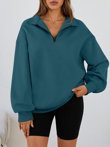 Image of Trendy Queen Women's Oversized Half Zip Fleece Sweatshirts-Cozy Pullover, Sweaters for Fall Winter