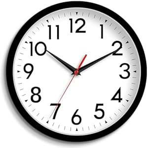 Wall Clock, Analog Clock 10 Inch, Silent Non-Ticking Wall Clocks Battery Operated Decorative for Kitchen, Office, Bedroom, Bathroom(Black)
