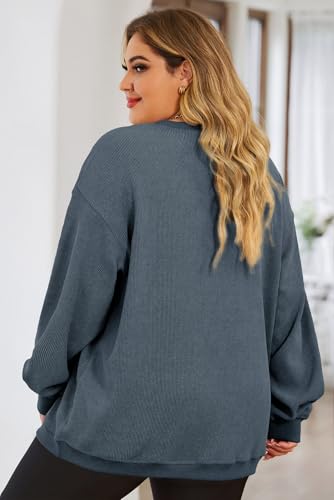Image of Eytino Women Plus Size Sweatshirt Oversized Crew Neck Long Sleeve Tops