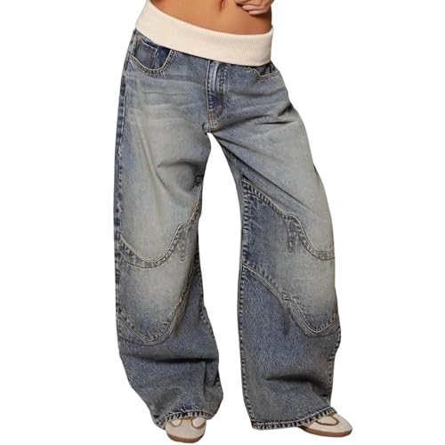 Jean denim classique à jambe droite ample et confortable pour femme active