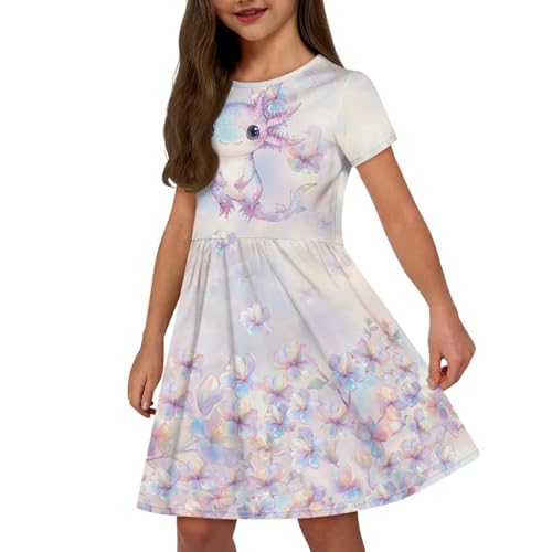 Image of Short Sleeve Dress for Girls with Pockets Cute Toddler Girl Clothes Summer 2-12