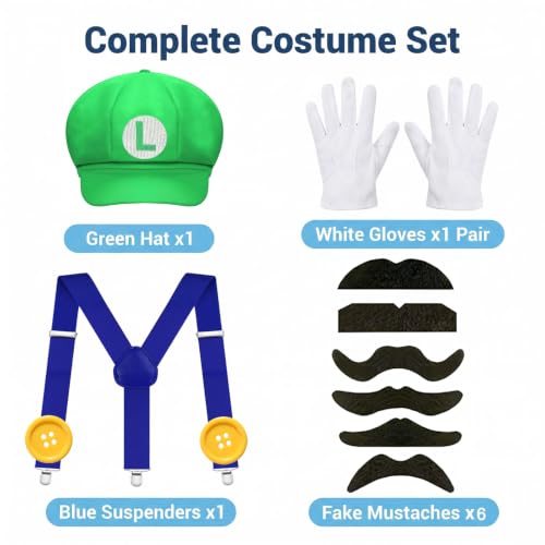 Eokoulion Costume Set for Women, Men, and Kids - Hats, Mustaches, Gloves, Socks, and Accessories for Adult and Girls Disfraz De Para Mujeres Halloween Cosplay - image 3
