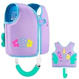 Lechin Schwimmweste Kinder für 19~30 kg (3~6 Jahre) - Schwimmhilfe aus Neopren und EPE Hilfsweste zum Schwimmenlernen - Violettes Einhorn
