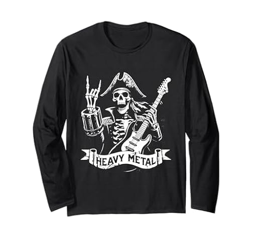 Pirate Heavy Metal - Guitarrista esqueleto pirata vintage Manga Larga | Ya disponible en tu tienda friki favorita! En mundofriki.es!