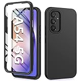 FNTCASE for Samsung Galaxy A54 5g Case: Shockproof Protective Silicone Phone Cases - Slim Full Protection Cell Phones Cover with Screen Protector - Dual Layer Rugged Cell Covers Black