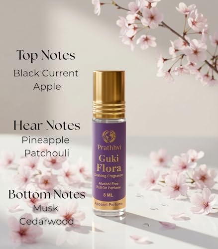 Image of Guki Flora Attar Roll-On Perfume Oil 8 ml | Alcohol Free | Long Lasting Rich Fragrance | Men & Women | Pocket Size Travel Friendly Roll On | Daily Wear