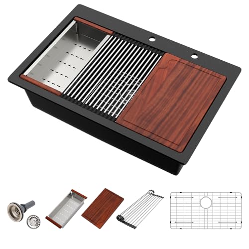 Beslend 33 Granite Composite Kitchen Sink - 33x22 Inch