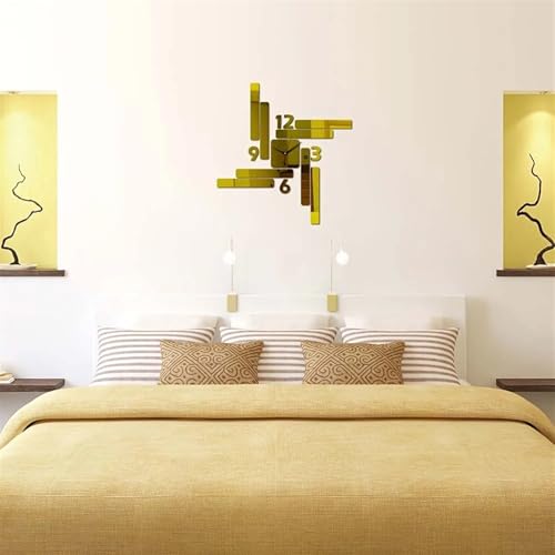 Reloj de pared moderno DIY con pegatina 3D rectangular decorativa negra 6