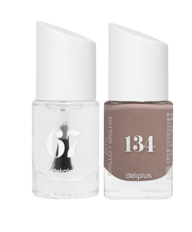 Dliplus Set de Uñas con Laca Base Brillo 67 y Laca Topo 134, 11 ml Cada Una