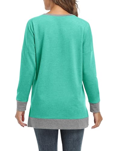 BETTE BOUTIK Women's Drop Long Sleeve Sweatshirts Casual Crewneck Tunic Tops Sweartshirts With Side Slits S-3XL