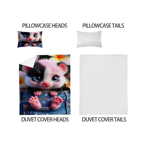 Housse de couette souris dessin animé microfibre 135x200cm pour lit enfant