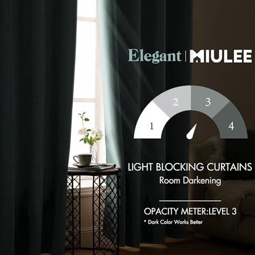 Image of MIULEE Aqua Blackout Bedroom Curtains Drapes 96 Inch Long 52 inchx96 inch | Grommet Top, Room Darkening Window Drapes, Privacy Protection, Thermal Insulated, Heat Blocking, Light Blocking