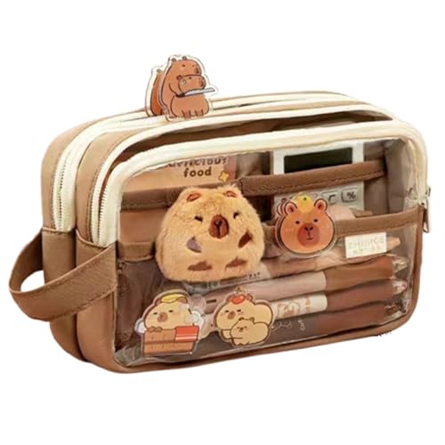 AQCQDQ Bonito juego de estuches de Capybara, estuche transparente Capybara, estuche de gran capacidad, estuche de lápices estéticos Capybara, para niños, estudiantes, niñas, chicos, multifuncionales