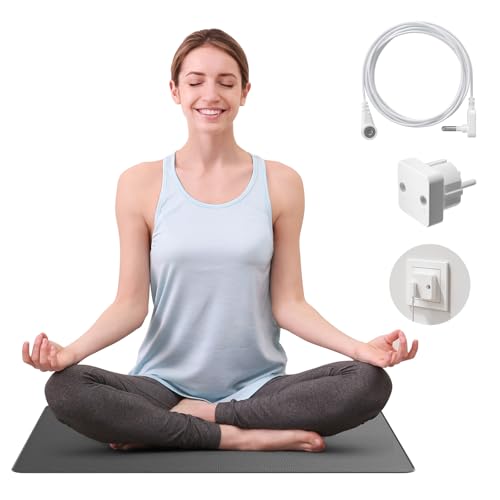Grounding Mat Mowend Erdungsmatte 40 x 60 cm ideal für Fuß Schlaf Energie Schmerzlinderung Entzündungen Balance und Wohlbefinden für ein Gefühl der Erdung. Mit 4 5 m Erdungsleitung und EU-Adapter