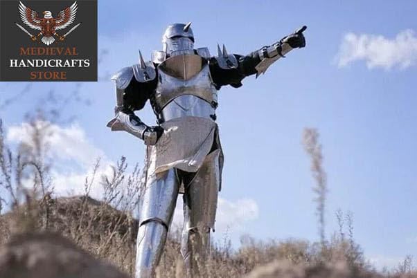Medieval Mandalorian Alphonse Elric Full Metal Alchemist Battle Warrior Full Body Armor Costume, Standard, Silver