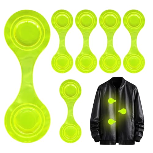 6 Stück Magnetische Reflektoren, Reflektoren Kinder, Reflektierende Ansteckmagnete, Reflektor Clips Anhänger, Sicherheits Reflektor für Rucksack, Jacke, Kleidung, Kinderwagen, Joggen, Fahrrad(Grün)