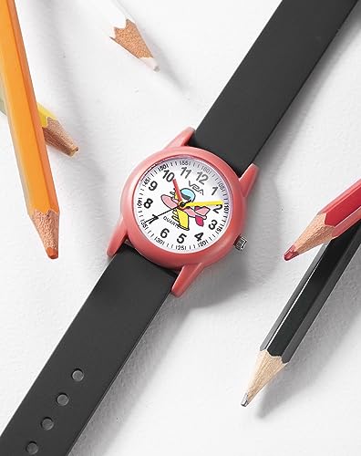 Image of V2A Resin Analog Aeroplane Print Dial Cute Watch For Kids And Toddlers Unisex-Child Between 2 To 8 Years Of Age Black Band 30 M Waterproof Watches For Kids, Dial White, Band Gold