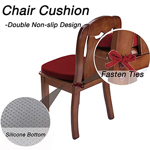 Kgplome Chair Cushion With Ties For Dining Chairs - Memory Foam Non Slip Kitchen Chair Pad And Dining Seat Cushion With Machine Washable Cover [16.5 X 16.2 Inches] (Red, 1) #TOP4