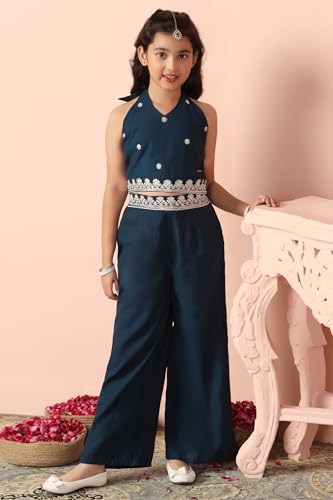 Image of Fashion Dream Girls Chanderi Ethnic Top & Palazzo Set|Indo Western Set|Salwar Suit