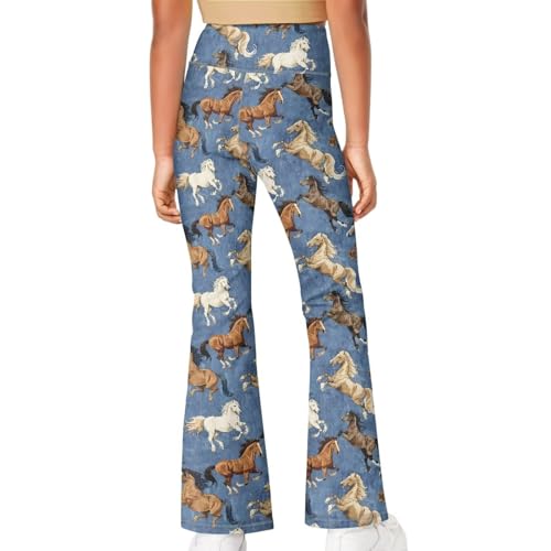 Horse Girl's Flare Leggings High Waisted Yoga Pants Bootcut Dance Casual Pants Activewear Kids Bell Bottoms4