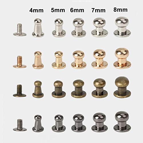 50 Set Alloy Round Head Button Studs Rivets Screwback Screw Stud Spot Nail Rivet Repairs Replacement for DIY Leather Craft Bag Belt Wallet Handbag Decoration Accessories (Silver 6mm) - Thumbnail 4