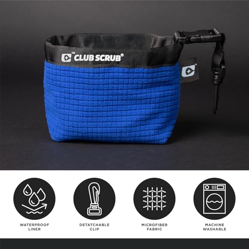 Image of Club Scrub Golf Club and Golf Ball Cleaning Bag, Waterproof Clean Face Technology Liner, Detachable Clip, Machine Washable, Cleans Club Grooves, Dry Exterior (Neoprene or Microfiber Option Available)