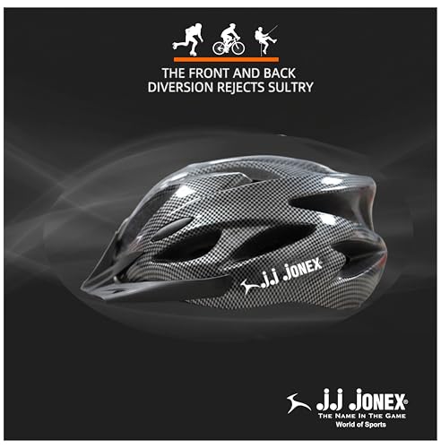 Image of JJ Jonex Adjustable Cycling & Skating Helmet with Detachable Visor | Light Weight | Adjustable Strap with Comfortable Chin Padding | Blue | Medium Size | (Black, Medium)