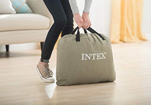 Intex 64135EP Colchão de cama de ar elevado confortável para descanso de travesseiro com bomba embut