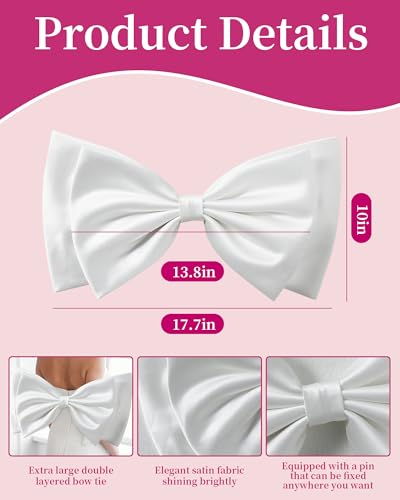 17.8" Big Bow For Wedding Dress Detachable Double Satin Bow Belt For Bride Woman3