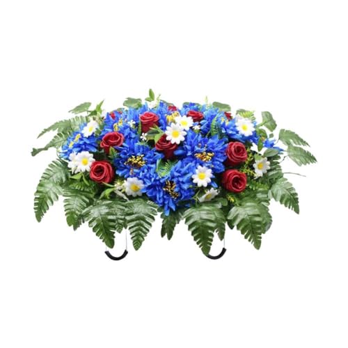 DAGESVGI Sillín de flores de lápida, flores artificiales de cementerio para tumba, cementerio, decoración conmemorativa, lápida para flores exteriores