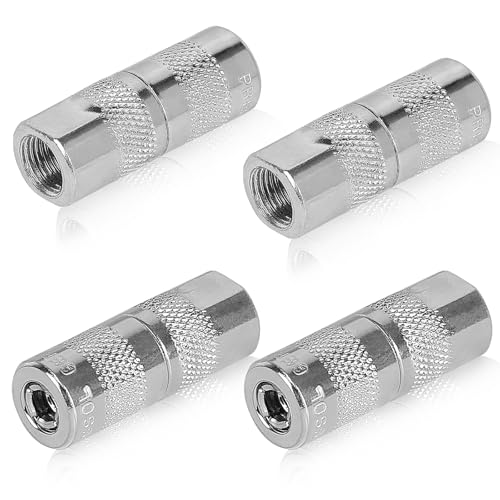 efuturetime 4 x Adaptateur de Coupleur de Graisseur 1/8 NPT à 4 Mâchoires pour Tube de Pompe à Graisse