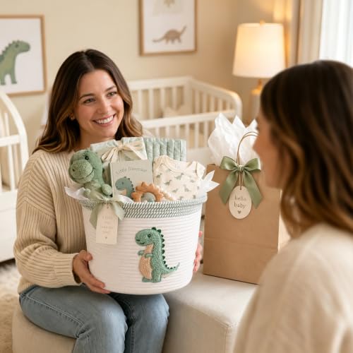 Image of Dinosaur Toy Storage Basket for Toddlers Boys Dinosaur Room Decor, Medium