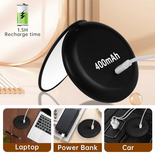OSDUE Compacto con Aumento 1X/10X,Mini Espejo de Maquillaje LED Plegable,Espejo de Bolsillo Pequeño Recargable por Type-c Portátil Espejo de Viaje para depilar Cejas Adecuado para Bolsillos y Bolsos - imagen 5