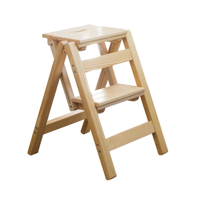 2 Step Wood Folding Stool for Adults Portable Household Kitchen Stool Multi Functional Step Ladder for Indoor Use Thickened and Sturdy(C)