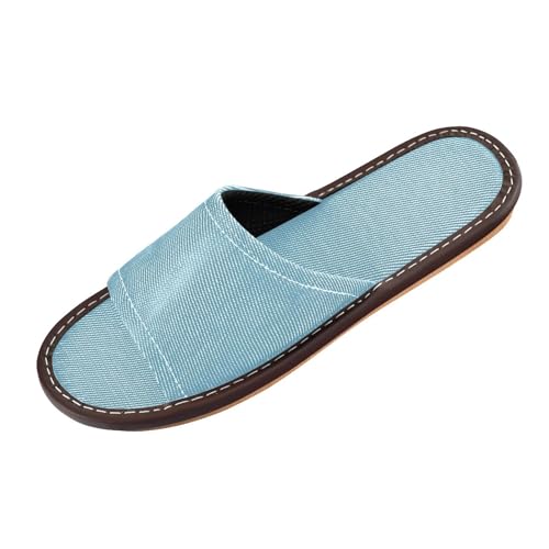 GuoChe Bedroom Shoes Indoor Outdoor Portable Soft Spa Slippers for Pool Gym Bath House Light Blue