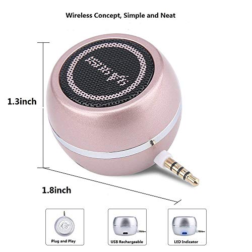 Image of Mini Portable Speaker with 3.5mm Aux Input Jack, 3W Mobile Phone Line-in Speaker for iPhone iPad iPod Tablet Cell Phones, Gifting for Girls /Kids, Rose Gold