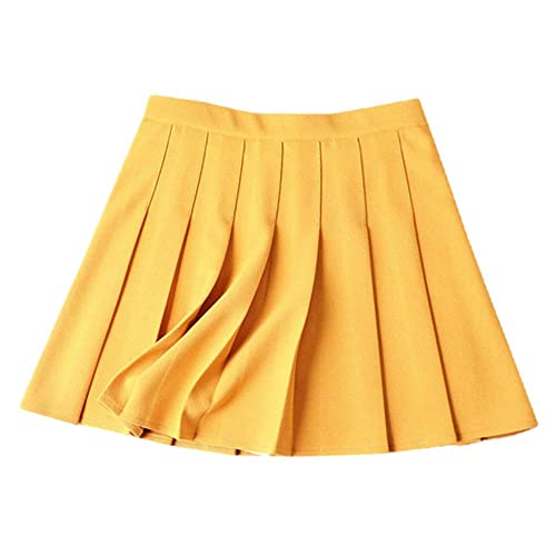 Jupe d'été pour femmes coupe trapèze jaune anti-complexes taille haute confortable