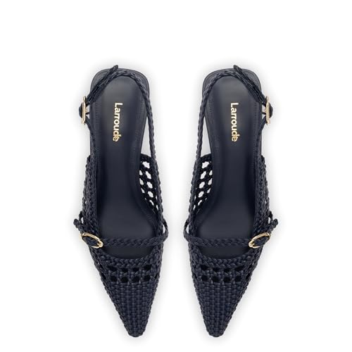 Ines Macrame Pump In Navy Leather3