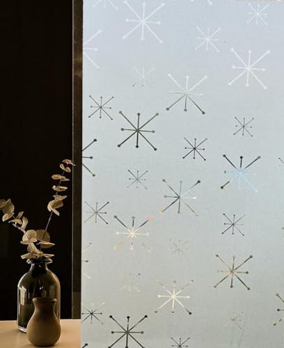 Image of SUNBIRD Window Film Privacy Colorful Window Sticker, Decorative Window Vinyl, Adhesive Home UV Blocking, Heat Insulation Static Cling for Bathroom Office (24 X 48 INCHES, Snow Flakes)