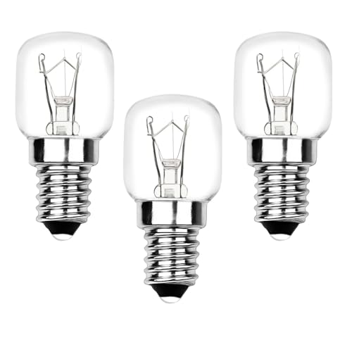 Volink Lot de 3 Four Ampoules, E14 25W Lampe de Sel Résistante à 300 °C Blanc Chaud 2700K AC 220–240V T22 Petite vis Edison Ampoule pour Four Micro-ondes...