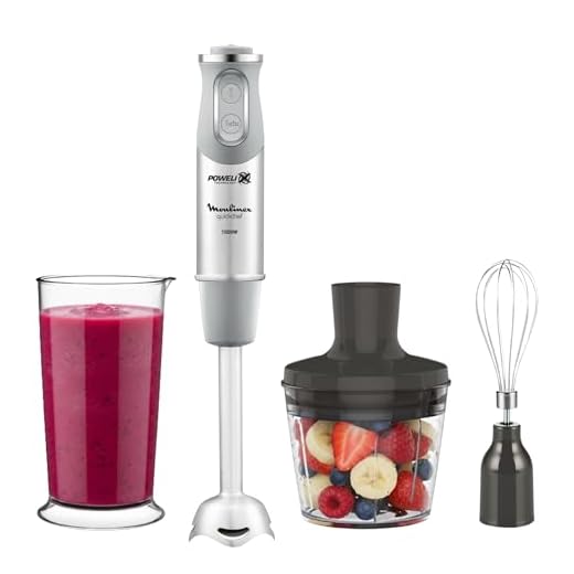 Moulinex QuickChef DD655D Batidora de Mano de 1000 W, con Regulador de 10 Velocidad Turbo con 3 Accesorios para Picar y para Montar y Vaso Medidor, Cúpula Antisalpicaduras, Acero
