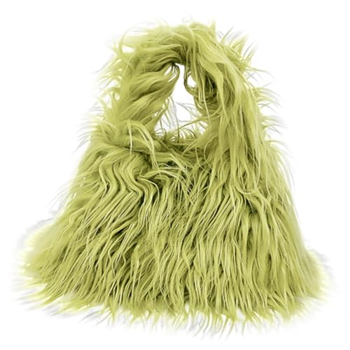 Faux Fur Handbags Furry Fluffy Fuzzy Bags Plush Tote Cute Handbag Faux Fur Crossbody Bag Shoulder Bag for Women, Green