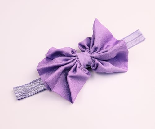 3pcs Cute Baby Bows Headband Chiffon Flower Girl Hairband for Toddler Newborn Infant Soft Elastic Hair Bow Accessories for Baby Birthday Party (Purple, Standard size)3