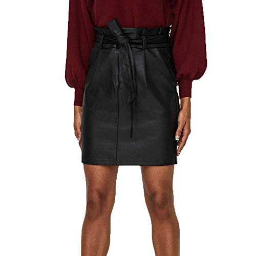 Eva Paperbag Short Coated Skirt Black