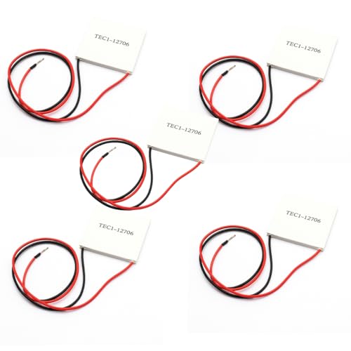 PintoHardware 5 x Module Peltier Thermoélectrique TEC1-12706, 12V 6A 60W, 40 mm x 40 mm, Avec Dissipateur Thermique.