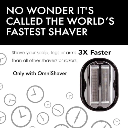 OmniShaver Premium Omnishaver Bi-Directional Shavers for Men & Women | 3x Faster Than Disposable Razors | Smooth, and Safe | Self-Cleaning, Self-Sharpening Razor Blades for Shaving Head, Legs, Arms, Body (Black)
