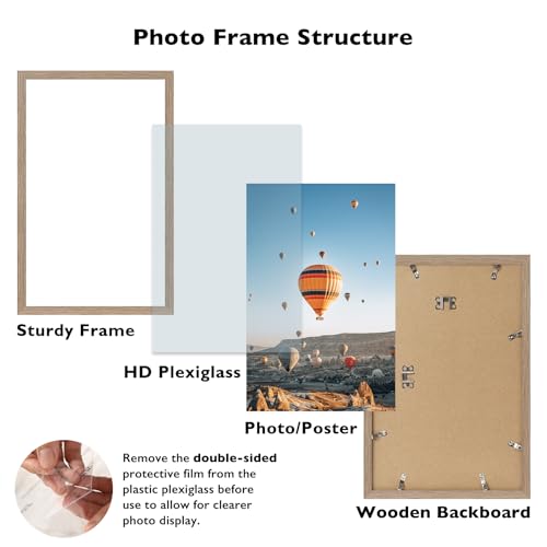 Image of JCJMY 12x20 Picture Frame for Poster Photo Picture, Horizontal and Vertical Formats for Wall Hanging, 12 x 20 Wall Gallery Poster Photo Frame for 12 by 20 Photos Posters, Rustic Brown