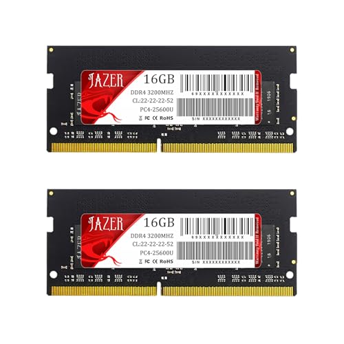 JAZER RAM DDR4 32GB (2x16GB) 3200MHz CL22 SODIMM 260 Pin Memoria para portátiles